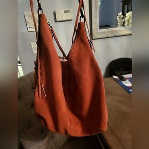 *Lucky* Brand suede color: Picante  poly twill never used shoulder bag
